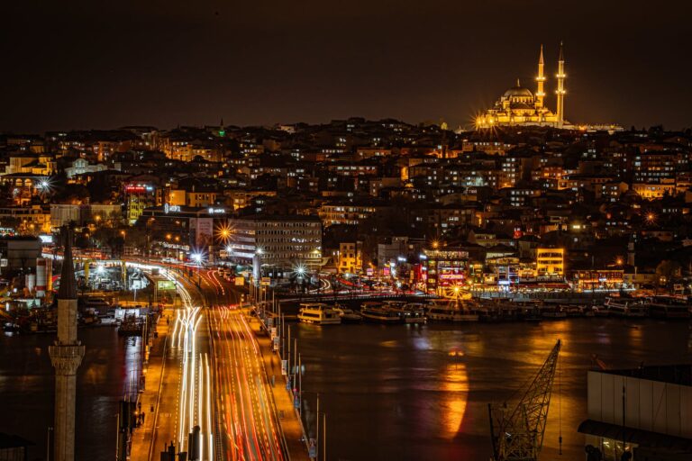 Istanbul over Golden Horn Estuary by Night